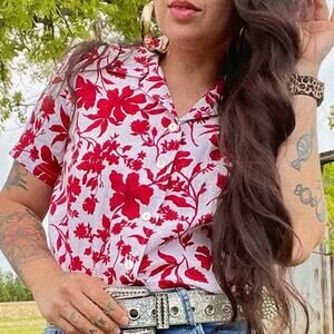 Vintage Carole Little Red Floral Button-Up Shirt – Petite P
